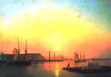 exchange of peterburg 1847 Romantic Ivan Aivazovsky Russian Oil Paintings
